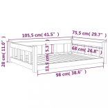 fehér tömör fenyőfa kutyaágy 105,5x75,5x28 cm