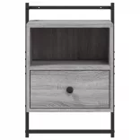 szürke sonoma színű fali szerelt fa éjjeliszekrény 40x30x61 cm