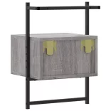 szürke sonoma színű fali szerelt fa éjjeliszekrény 35x30x51 cm