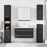 fekete szerelt fa fürdőszobai tükör 64 x 20 x 67 cm