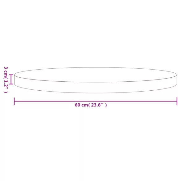 tömör fenyőfa kerek asztallap Ø60 x 3 cm