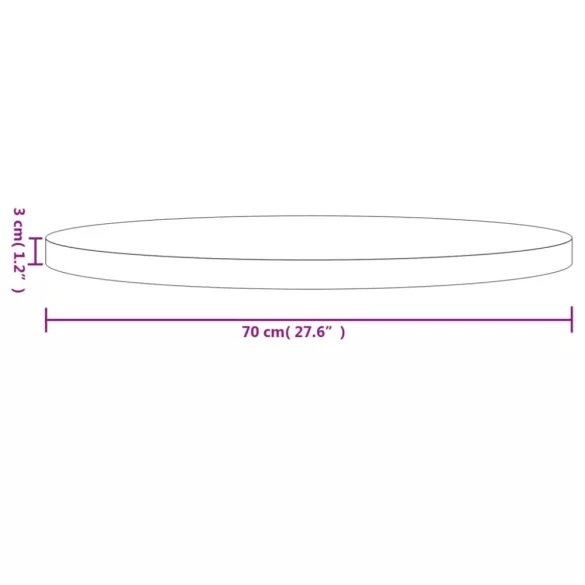 fehér tömör fenyőfa kerek asztallap Ø70 x 3 cm