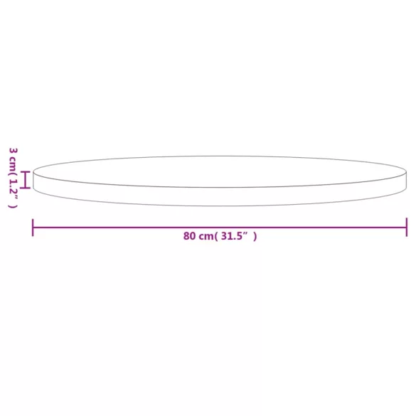 tömör fenyőfa kerek asztallap Ø80 x 3 cm