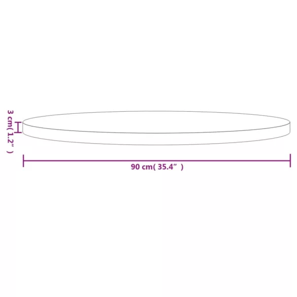 tömör fenyőfa kerek asztallap Ø90 x 3 cm