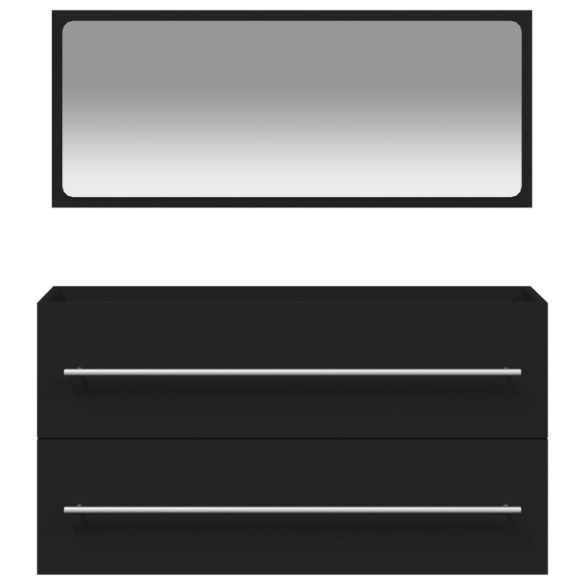 fekete szerelt fa fürdőszobaszekrény tükörrel