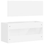 fehér szerelt fa fürdőszobaszekrény tükörrel