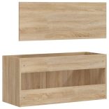 sonoma tölgy színű szerelt fa fürdőszobaszekrény tükörrel