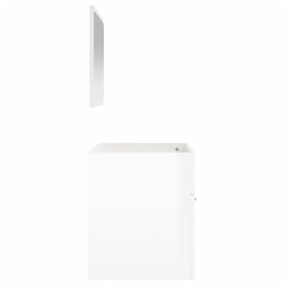 magasfényű fehér szerelt fa fürdőszobaszekrény tükörrel