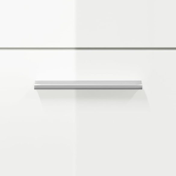 magasfényű fehér szerelt fa fürdőszobaszekrény tükörrel