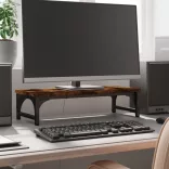 füstös tölgy színű szerelt fa monitorállvány 55 x 23 x 14 cm
