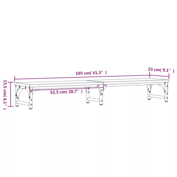 fekete szerelt fa monitorállvány 105 x 23 x 15,5 cm