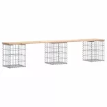 tömör fenyőfa gabion kerti pad 203x31x42 cm
