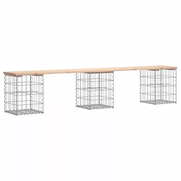 tömör fenyőfa gabion kerti pad 203x31x42 cm