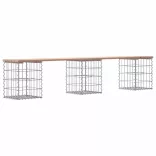 tömör fenyőfa gabion kerti pad 203x31x42 cm