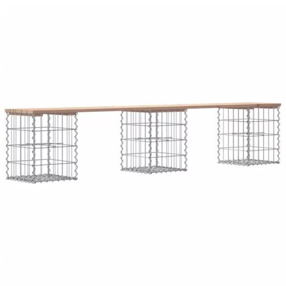 tömör fenyőfa gabion kerti pad 203x31x42 cm