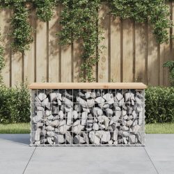 tömör fenyőfa gabion kerti pad 83x31,5x42 cm