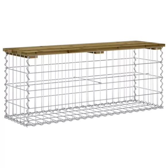 impregnált fenyőfa gabion kerti pad 103 x 31,5 x 42 cm