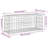 impregnált fenyőfa gabion kerti pad 103 x 31,5 x 42 cm