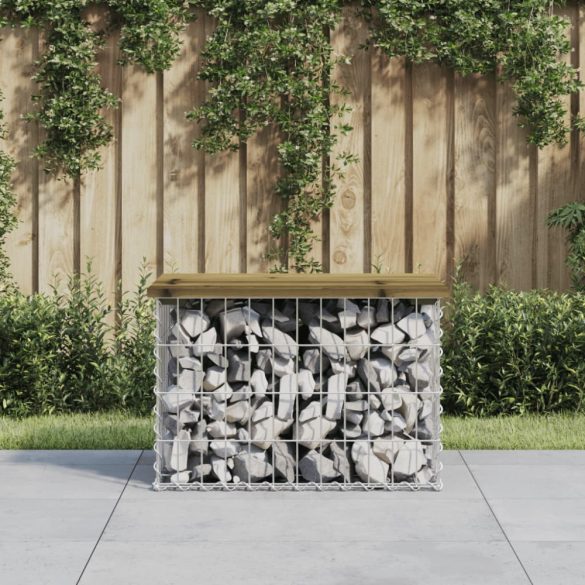 impregnált fenyőfa gabion kerti pad 63 x 44 x 42 cm