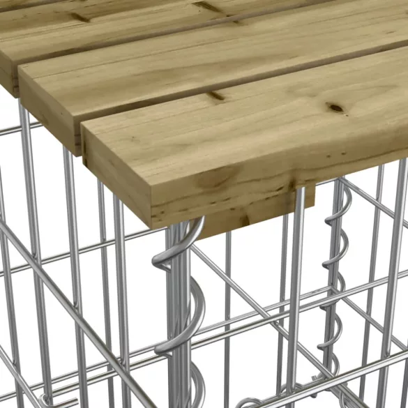 impregnált fenyőfa gabion kerti pad 63 x 44 x 42 cm