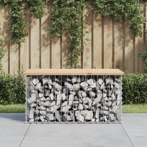 tömör fenyőfa gabion kerti pad 83x44x42 cm