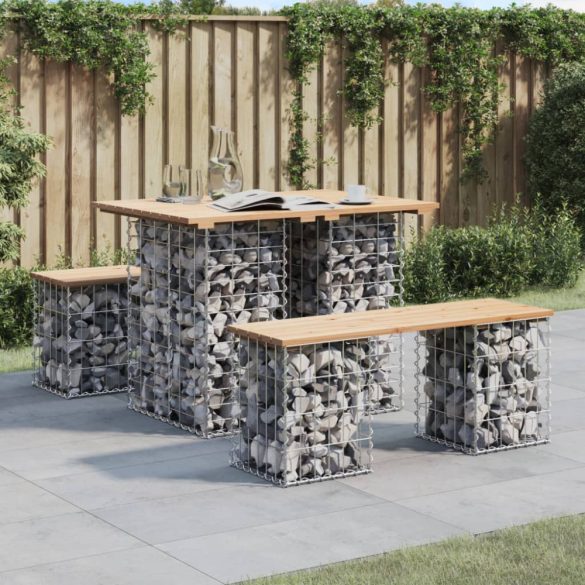 tömör fenyőfa gabion kerti pad 100x70x72 cm