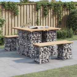 tömör fenyőfa gabion kerti pad 100x102x72 cm