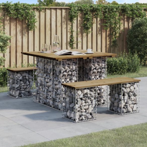 impregnált fenyőfa gabion kerti pad 100 x 102 x 72 cm