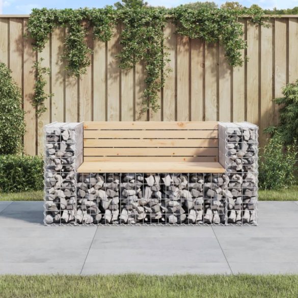 tömör fenyőfa gabion kerti pad 143x71x65,5 cm