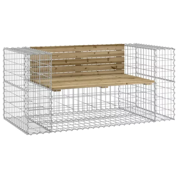 tömör impregnált fenyőfa gabion kerti pad 143x71x65,5 cm