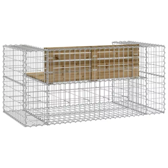 tömör impregnált fenyőfa gabion kerti pad 143x71x65,5 cm