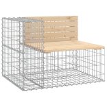 tömör fenyőfa gabion kerti pad 92x71x65,5 cm