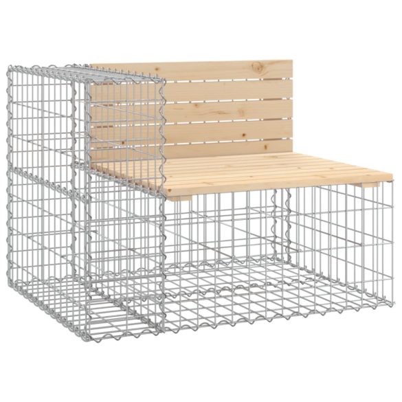 tömör fenyőfa gabion kerti pad 92x71x65,5 cm