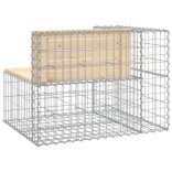 tömör fenyőfa gabion kerti pad 92x71x65,5 cm