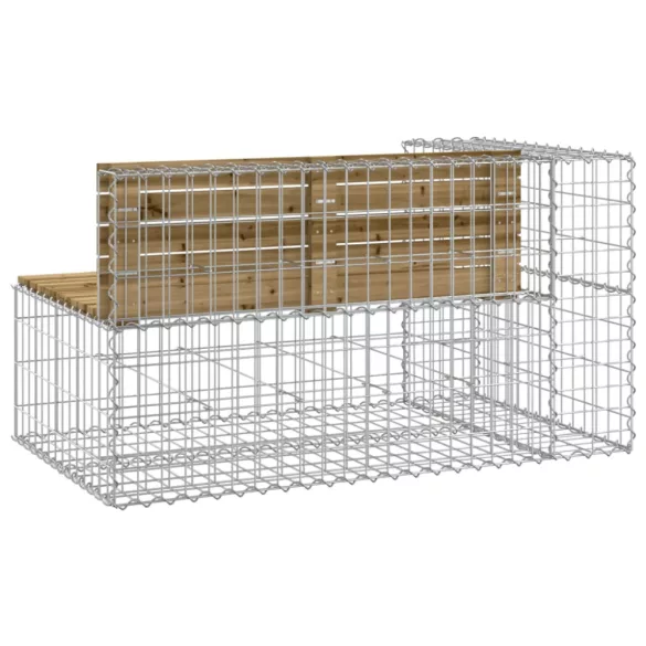 tömör impregnált fenyőfa gabion kerti pad 122x71x65,5 cm