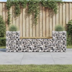 tömör impregnált fenyőfa gabion kerti pad 183x41x60,5 cm