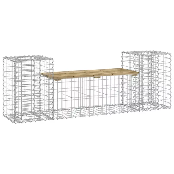 tömör impregnált fenyőfa gabion kerti pad 183x41x60,5 cm