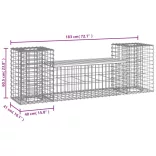 tömör impregnált fenyőfa gabion kerti pad 183x41x60,5 cm