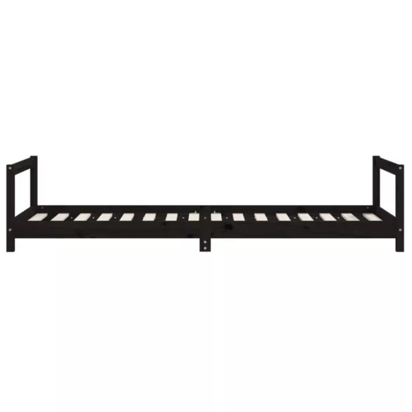 fekete tömör fenyőfa gyerekágykeret 90 x 200 cm