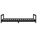 fekete tömör fenyőfa gyerekágykeret 90 x 190 cm