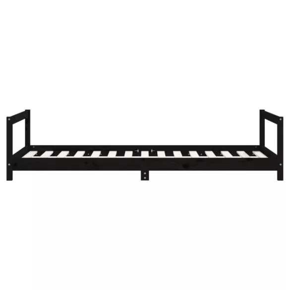 fekete tömör fenyőfa gyerekágykeret 90 x 190 cm