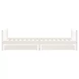 fehér tömör fenyőfa gyerekágykeret fiókokkal 90 x 200 cm