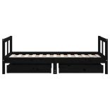 fekete tömör fenyőfa fiókos gyerekágykeret 80 x 160 cm