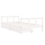 fehér tömör fenyőfa gyerekágy keret fiókkal 90x190 cm