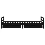 fekete tömör fenyőfa gyerekágykeret fiókokkal 80 x 200 cm