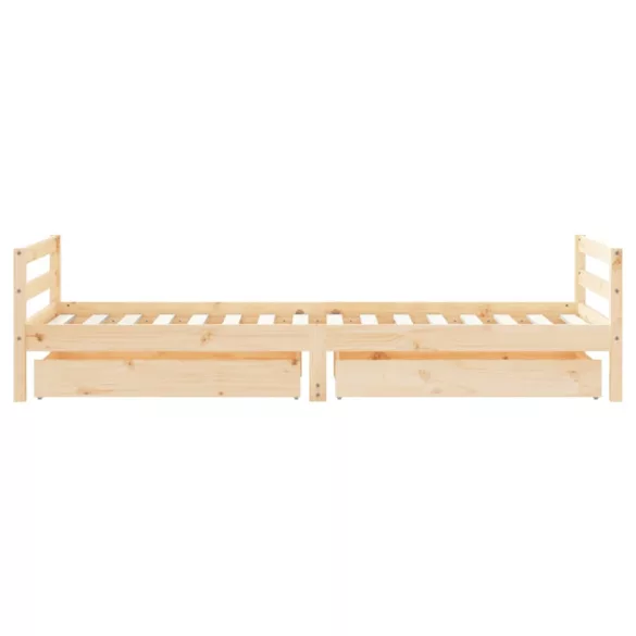 tömör fenyőfa gyerekágykeret fiókokkal 90 x 200 cm