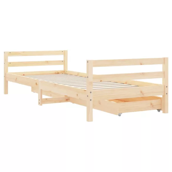 tömör fenyőfa gyerekágykeret fiókokkal 90 x 200 cm