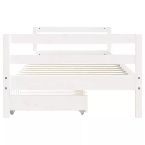 fehér tömör fenyőfa gyerekágy keret fiókkal 90x190 cm