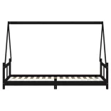 fekete tömör fenyőfa gyerekágykeret 80 x 200 cm