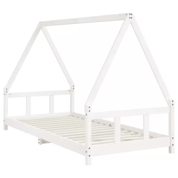 fehér tömör fenyőfa gyerekágykeret 90 x 200 cm